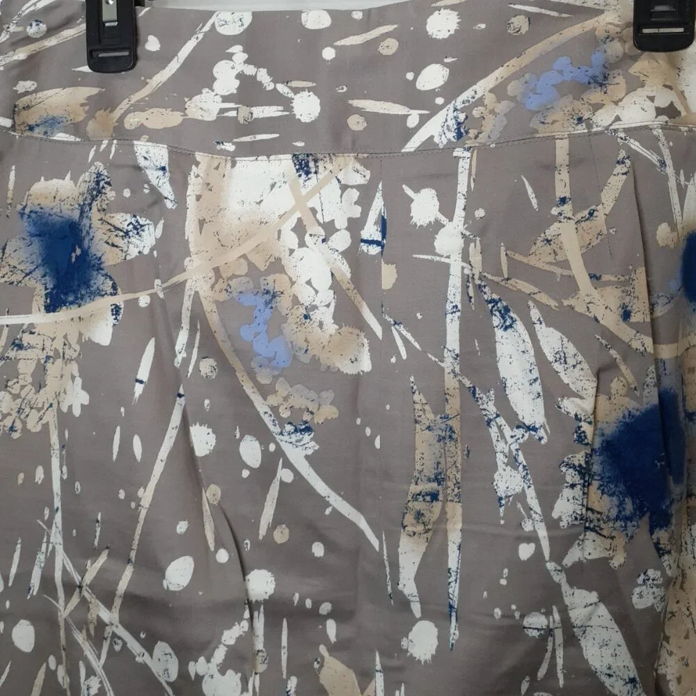 Alfani Abstract Skirt Paint Splatter Size 10 Multicolor Brown Blue Pencil Mini - Picture 5 of 10